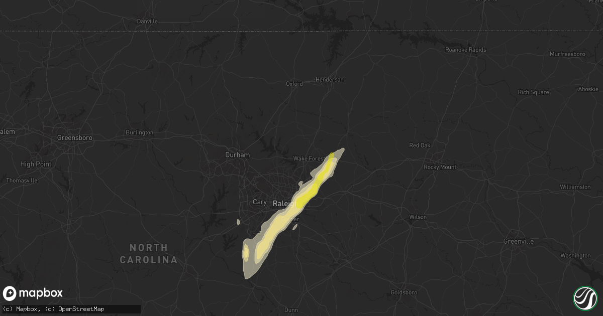 Hail map in Wake Forest, NC on September 30, 2016