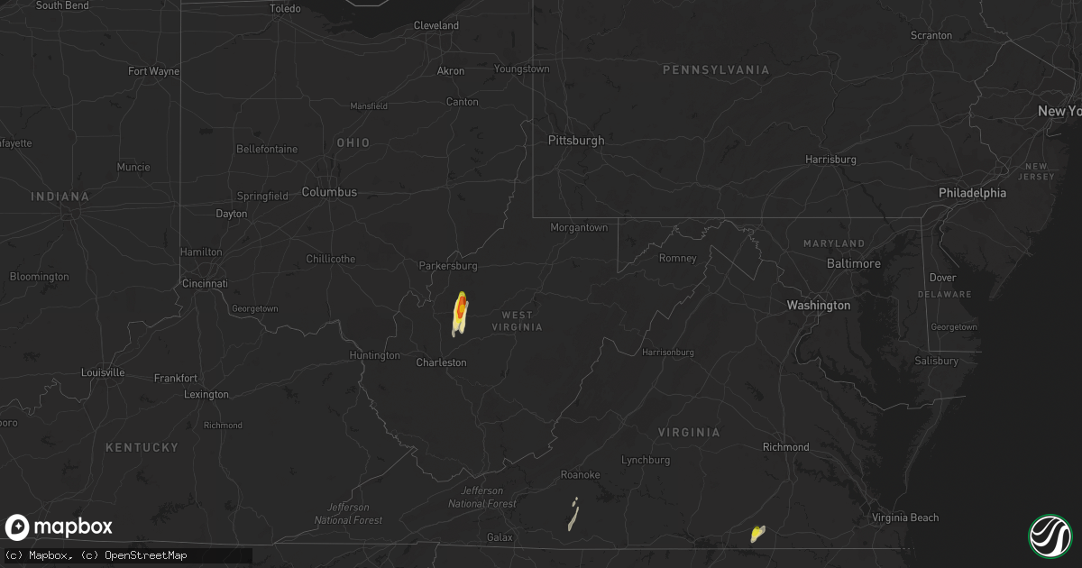 Hail map in West Virginia on September 30, 2016