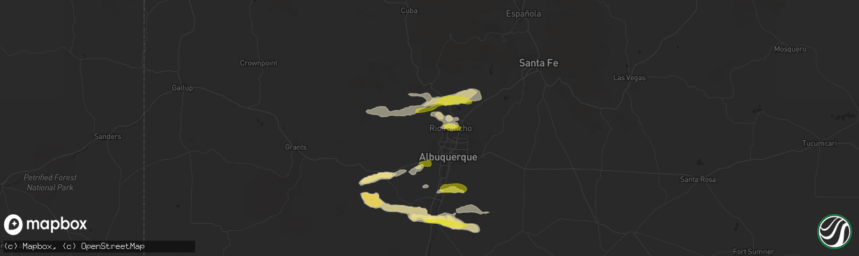 Hail map in Rio Rancho, NM on September 30, 2017