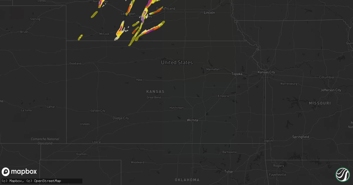 Hail map in Kansas on September 30, 2019