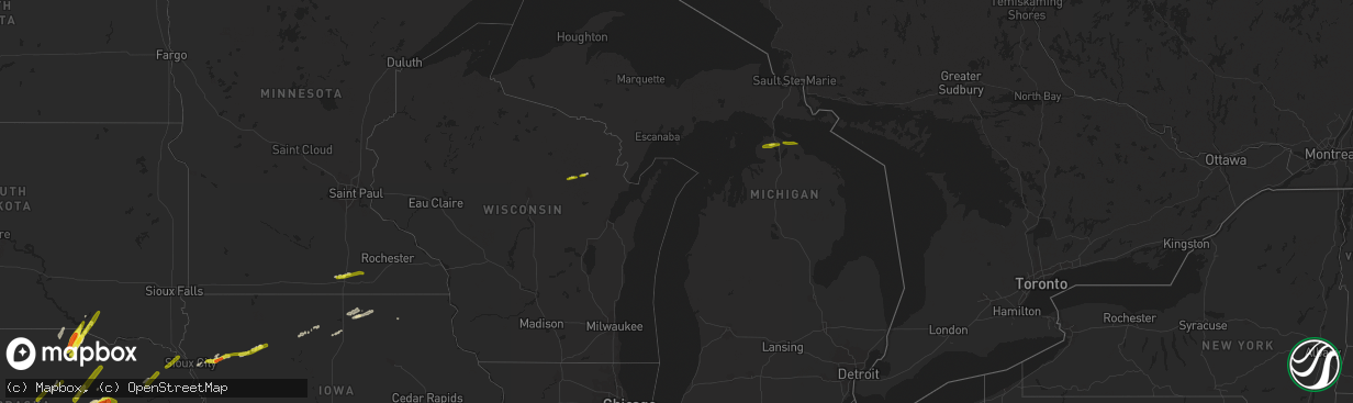 Hail map in Michigan on September 30, 2019