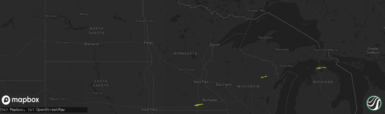 Hail map in Minnesota on September 30, 2019