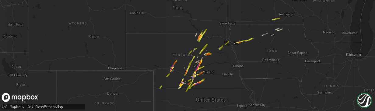 Hail map in Nebraska on September 30, 2019