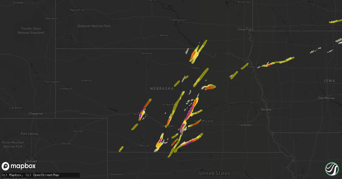 Hail map in Nebraska on September 30, 2019