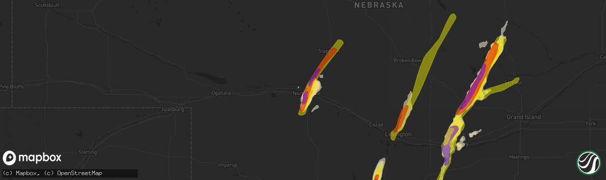 Hail map in North Platte, NE on September 30, 2019