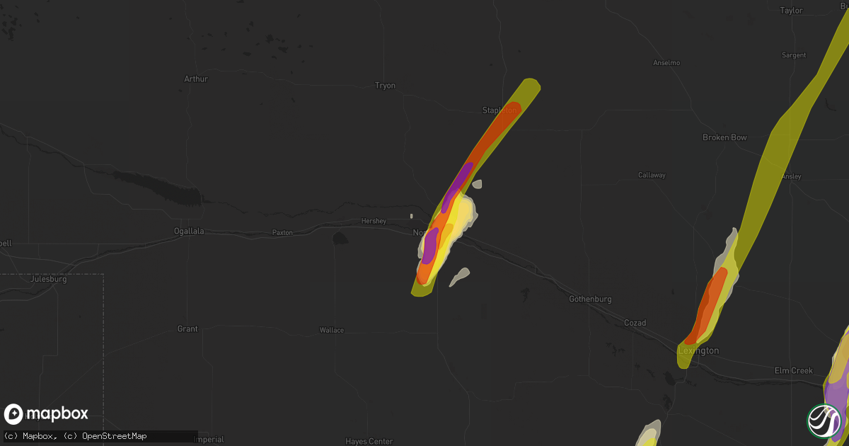 Hail map in North Platte, NE on September 30, 2019
