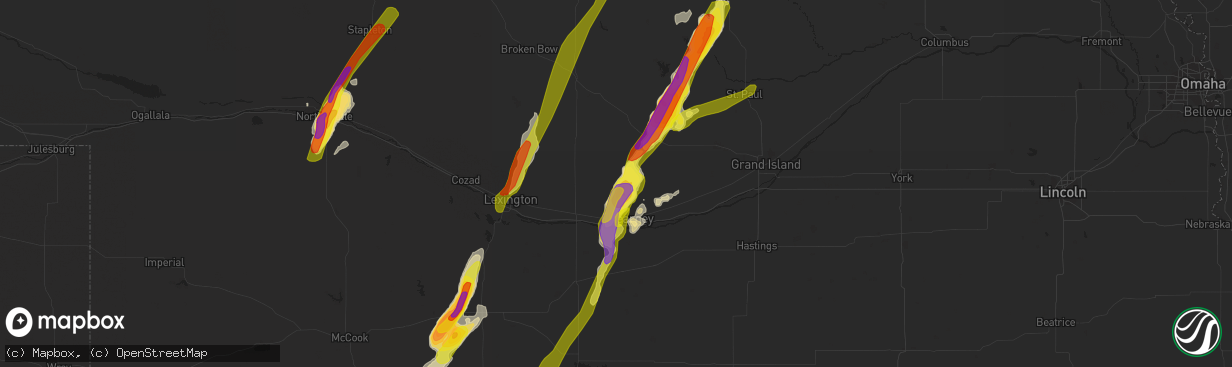 Hail map in Riverdale, NE on September 30, 2019