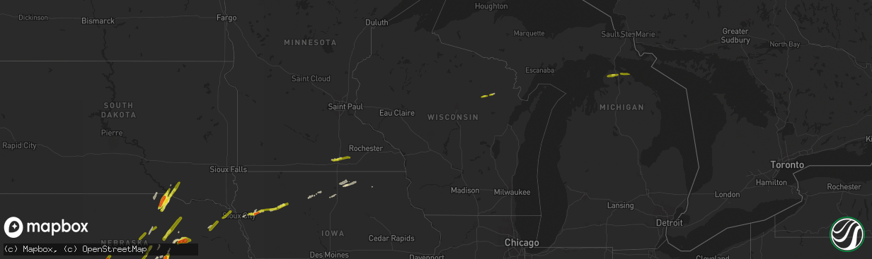 Hail map in Wisconsin on September 30, 2019