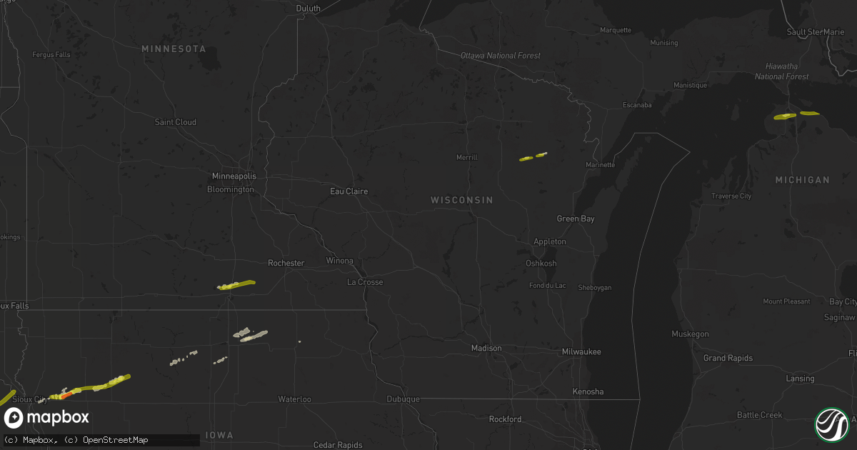 Hail map in Wisconsin on September 30, 2019
