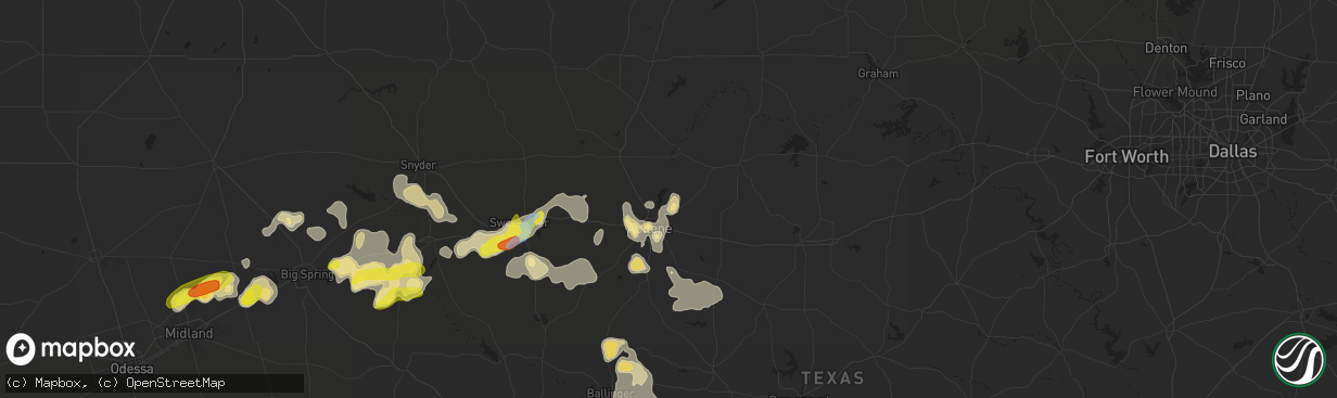 Hail map in Abilene, TX on September 30, 2021