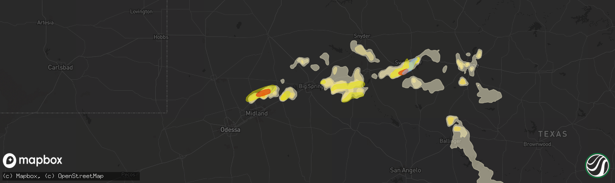 Hail map in Big Spring, TX on September 30, 2021