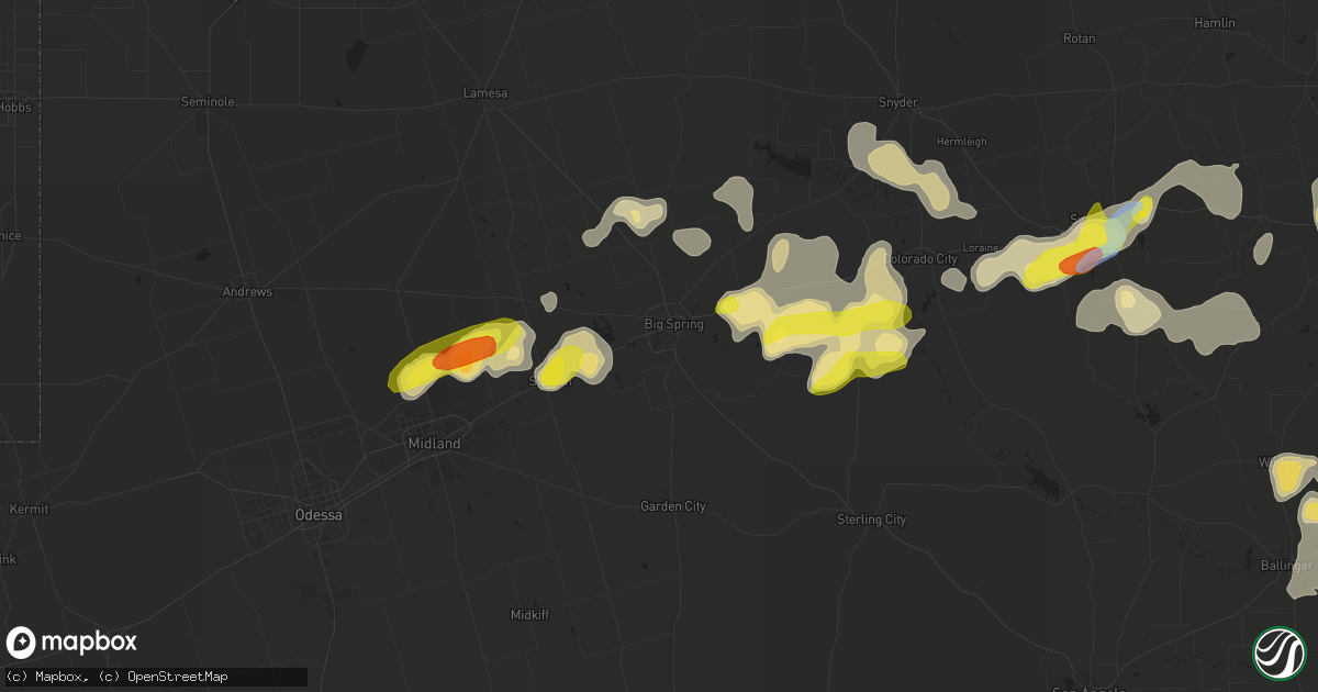 Hail map in Big Spring, TX on September 30, 2021