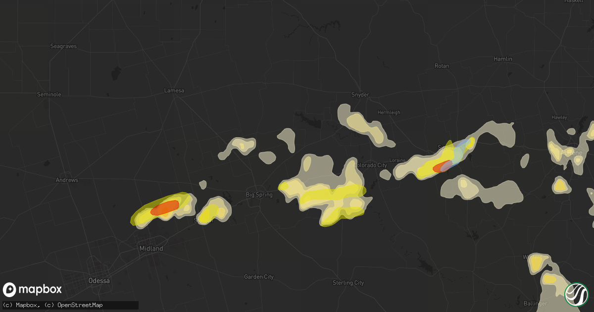 Hail map in Coahoma, TX on September 30, 2021