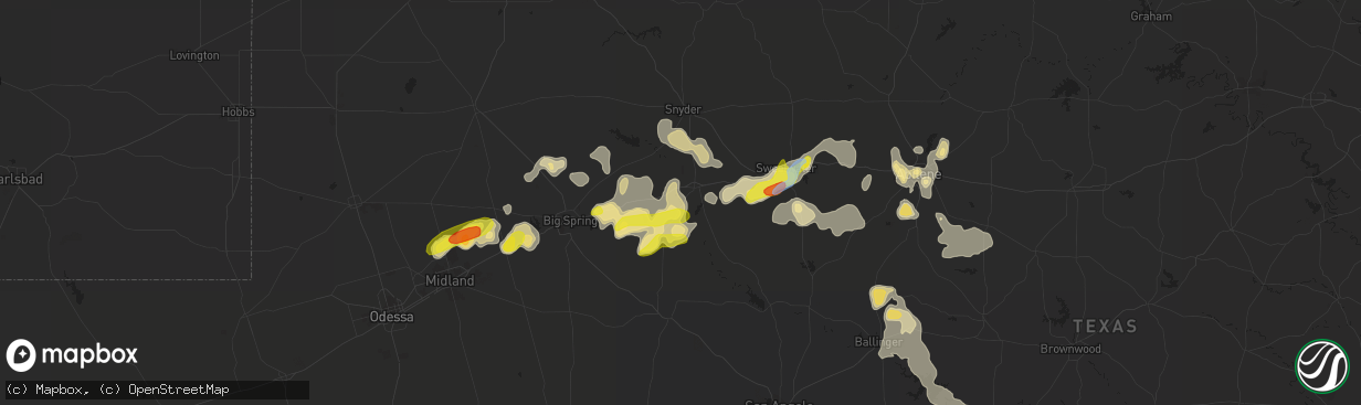 Hail map in Colorado City, TX on September 30, 2021