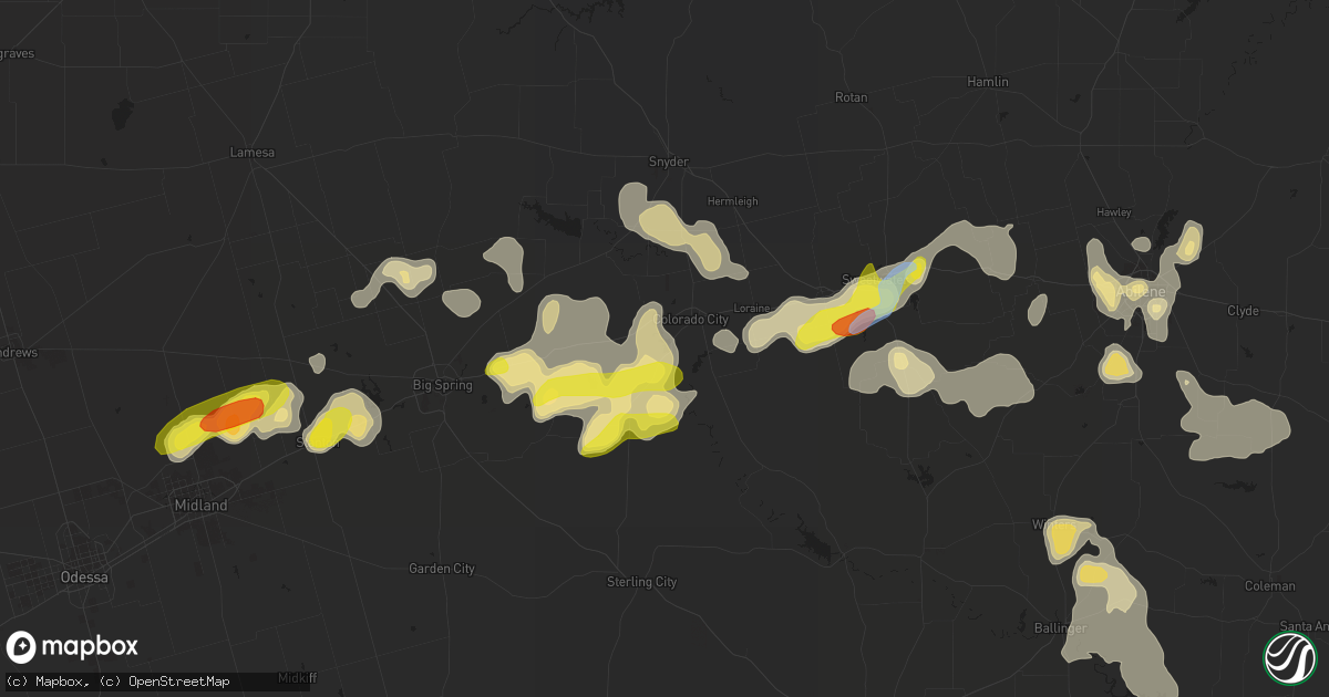 Hail map in Colorado City, TX on September 30, 2021