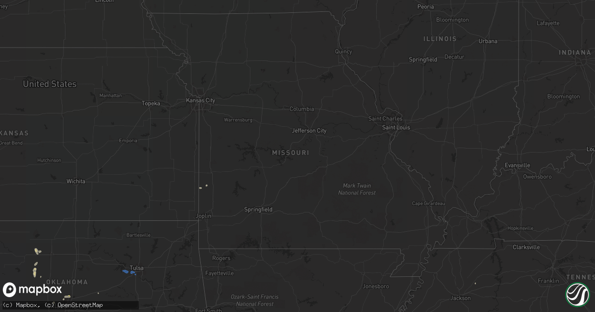 Hail map in Missouri on September 30, 2021