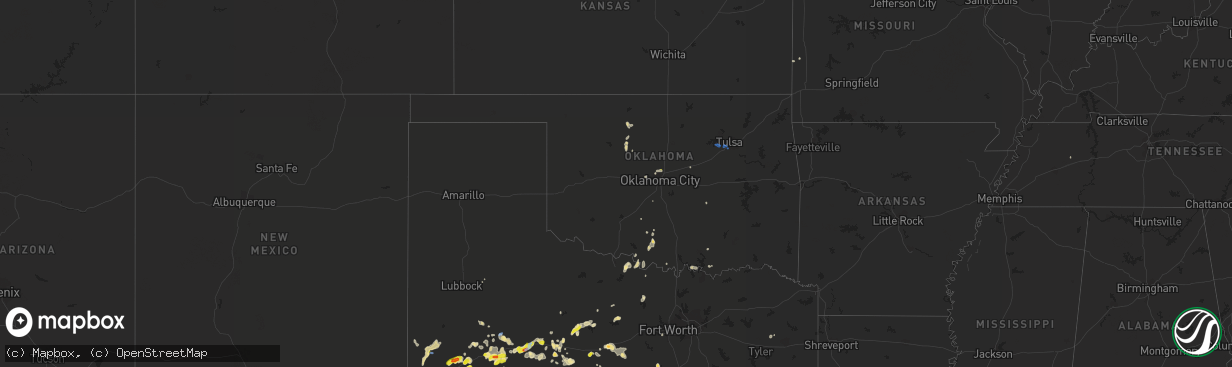 Hail map in Oklahoma on September 30, 2021