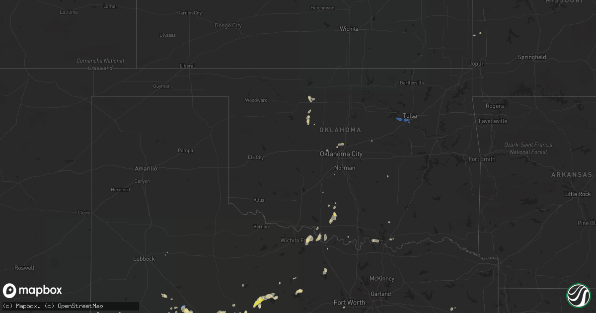 Hail map in Oklahoma on September 30, 2021