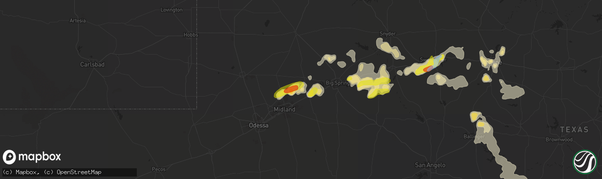 Hail map in Stanton, TX on September 30, 2021