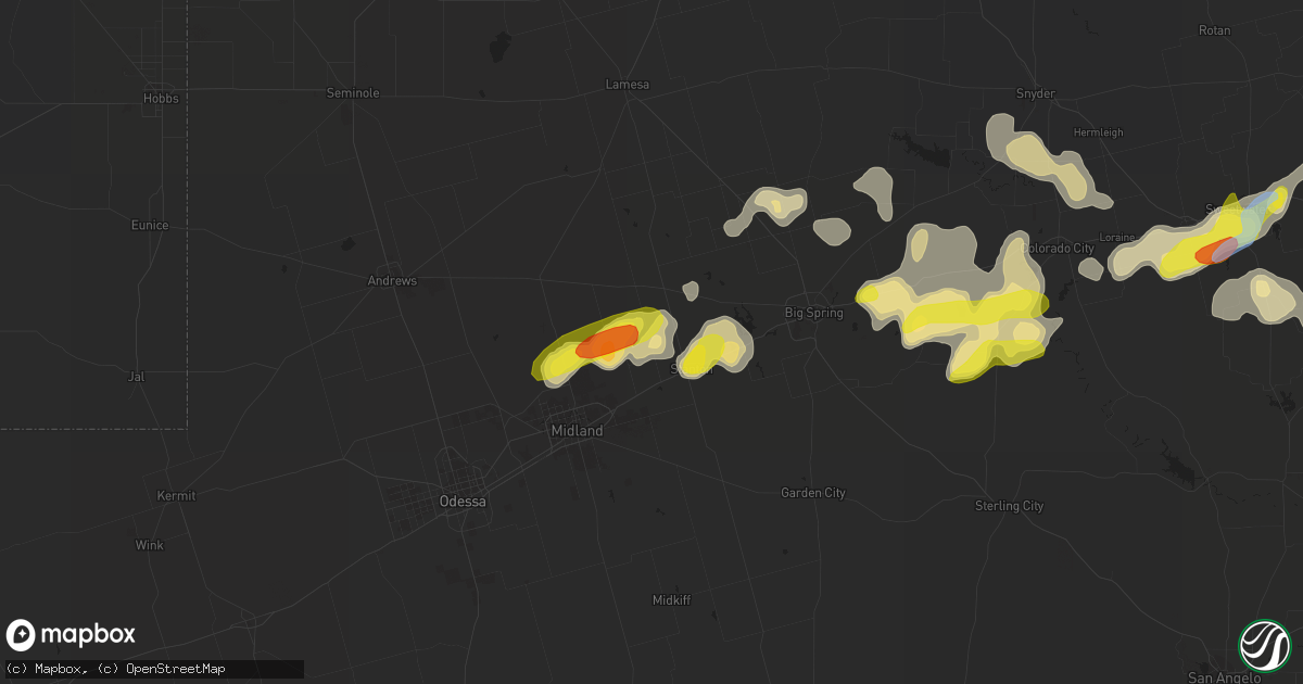 Hail map in Stanton, TX on September 30, 2021