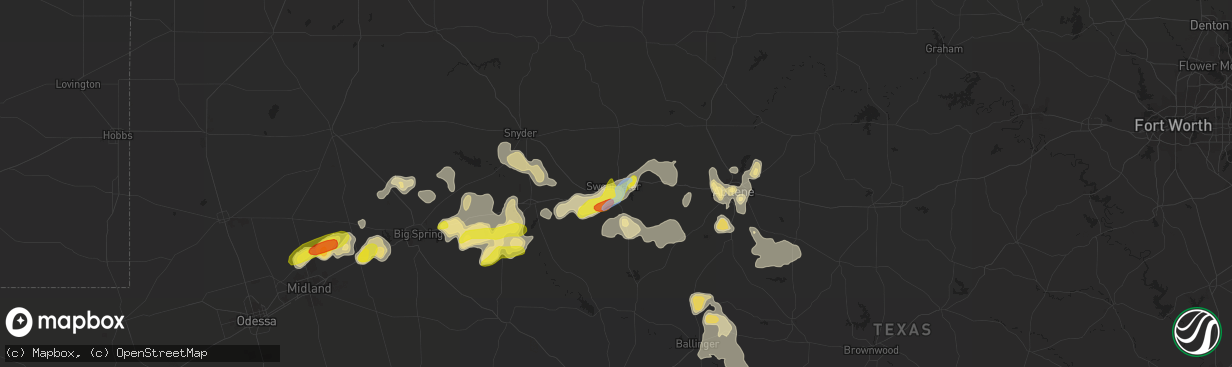 Hail map in Sweetwater, TX on September 30, 2021