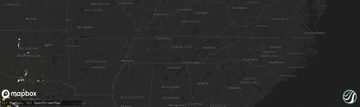 Hail map in Tennessee on September 30, 2021