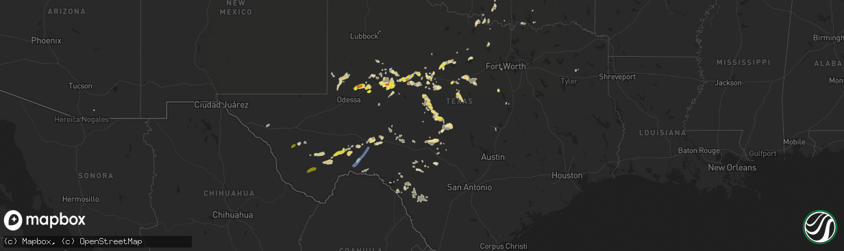 Hail map in Texas on September 30, 2021