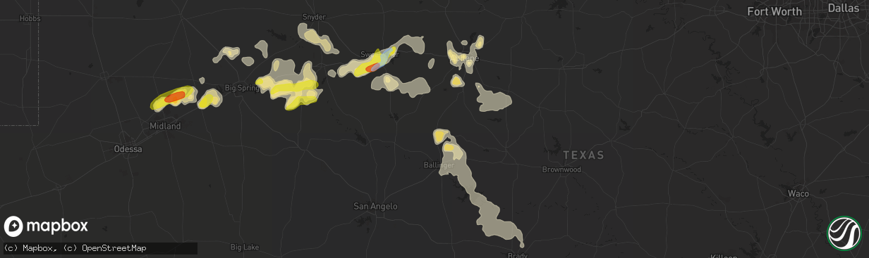 Hail map in Winters, TX on September 30, 2021