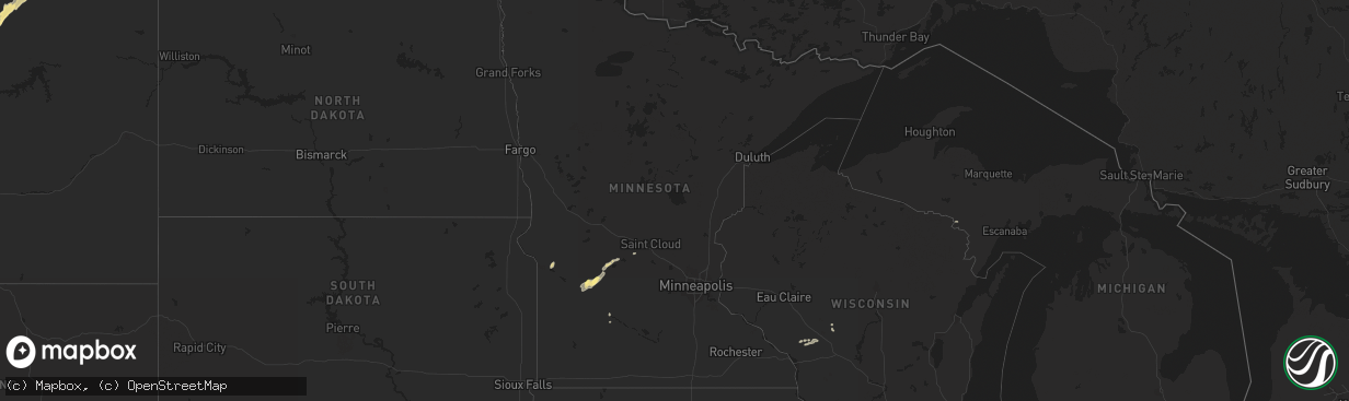 Hail map in Minnesota on September 30, 2023