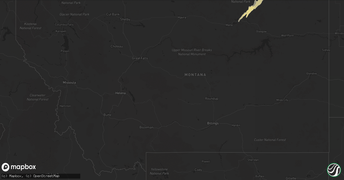 Hail map in Montana on September 30, 2023