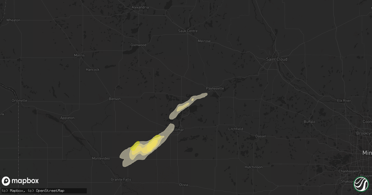 Hail map in New London, MN on September 30, 2023
