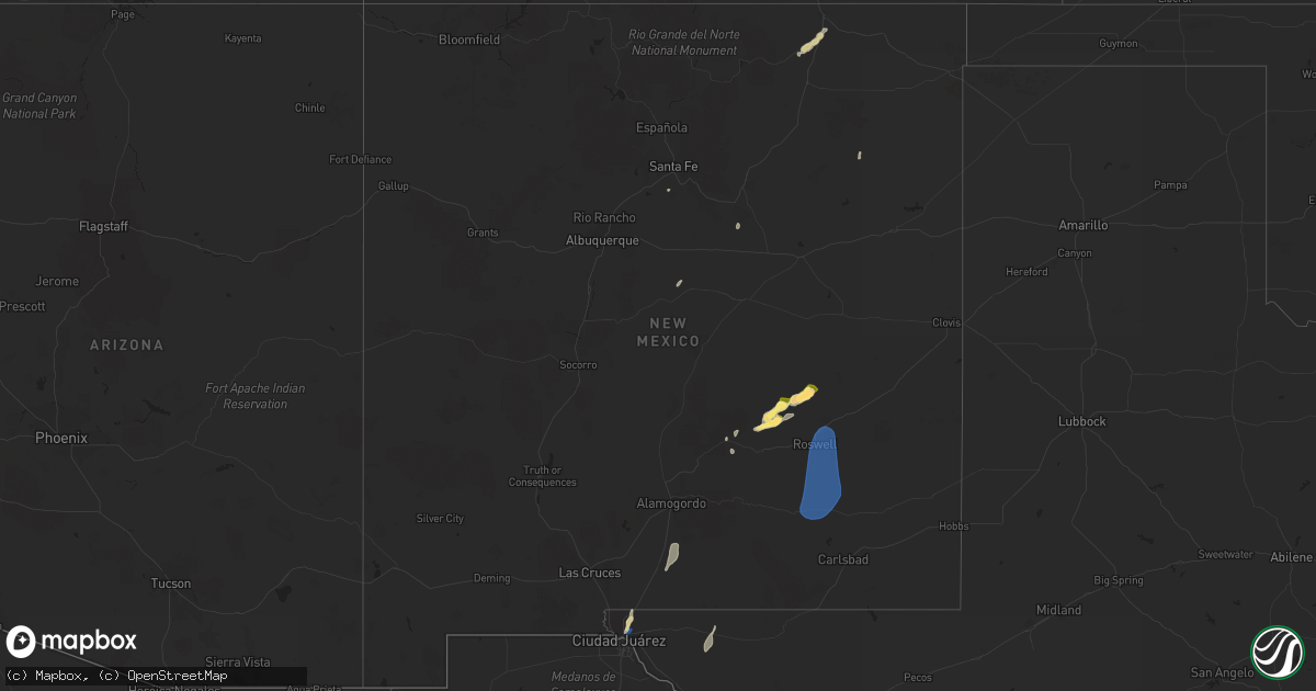 Hail map in New Mexico on September 30, 2023
