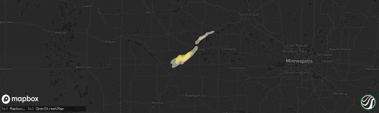 Hail map in Raymond, MN on September 30, 2023