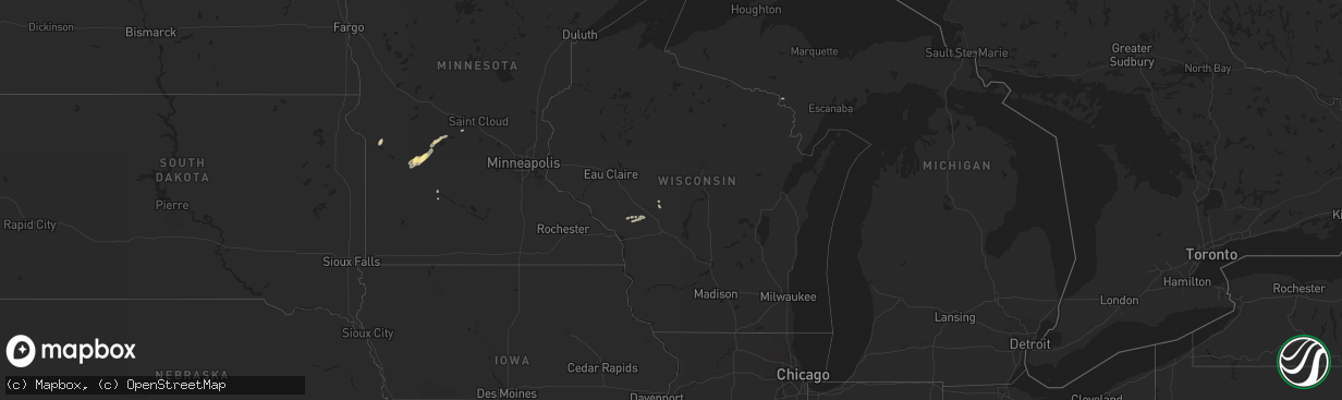 Hail map in Wisconsin on September 30, 2023