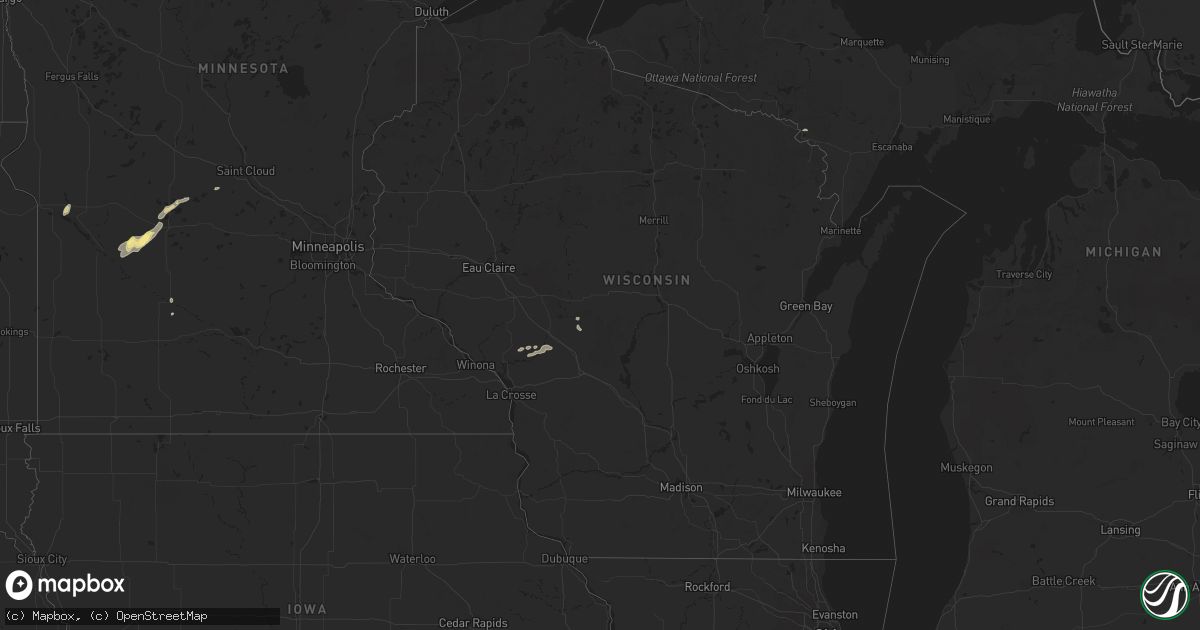 Hail map in Wisconsin on September 30, 2023