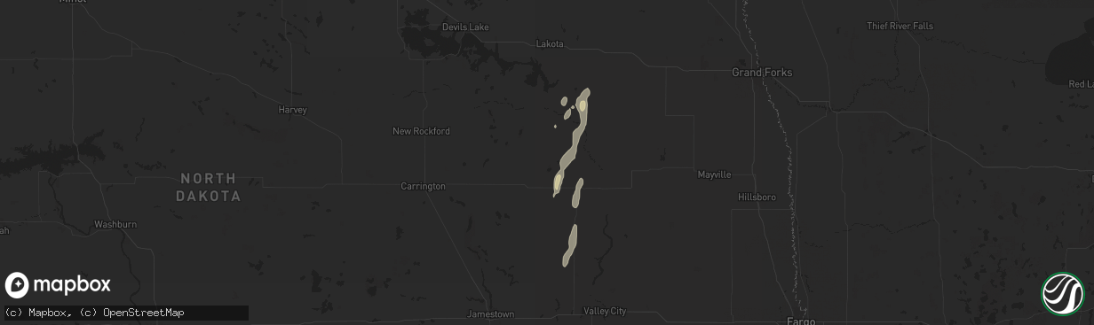 Hail map in Binford, ND on September 30, 2025