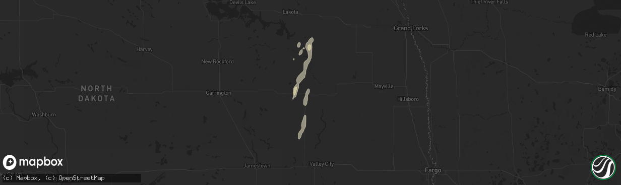 Hail map in Cooperstown, ND on September 30, 2025