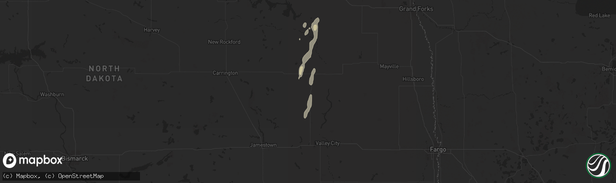 Hail map in Hannaford, ND on September 30, 2025