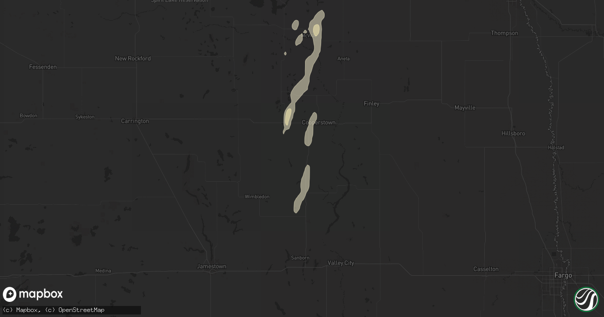Hail map in Hannaford, ND on September 30, 2025