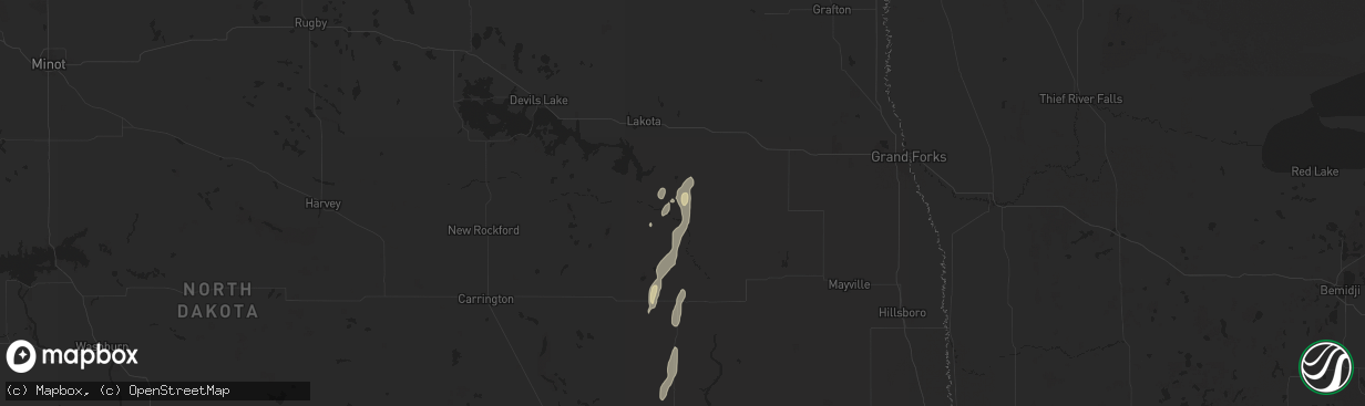 Hail map in Mcville, ND on September 30, 2025