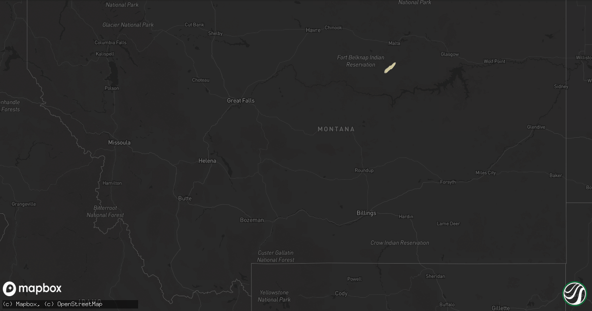 Hail map in Montana on September 30, 2025