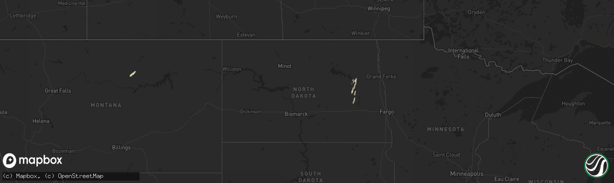 Hail map in North Dakota on September 30, 2025