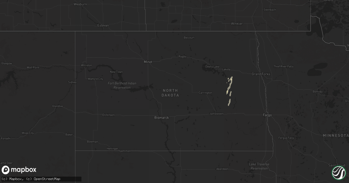 Hail map in North Dakota on September 30, 2025