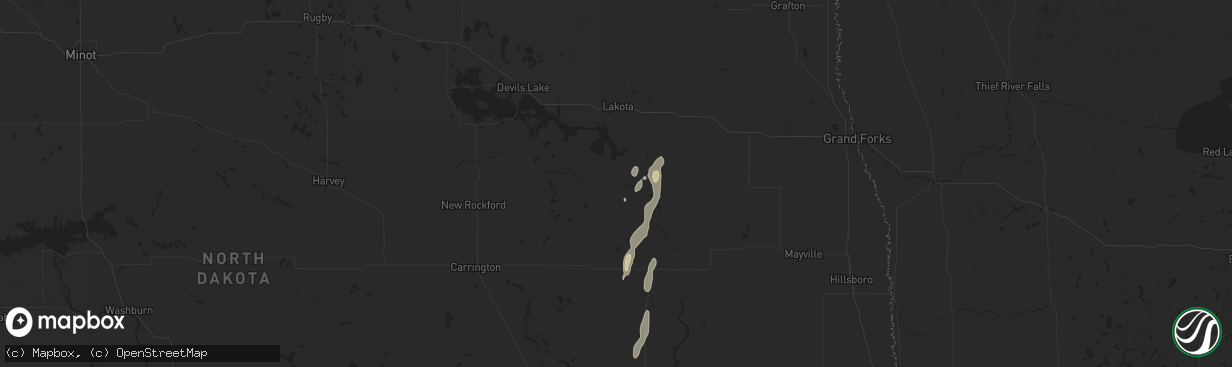 Hail map in Pekin, ND on September 30, 2025