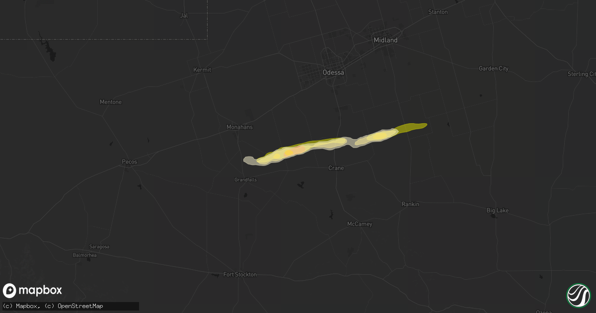 Hail map in Crane, TX on September 30, 2026
