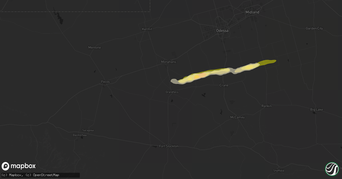 Hail map in Grandfalls, TX on September 30, 2026