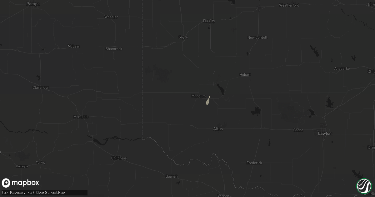 Hail map in Mangum, OK on September 30, 2026