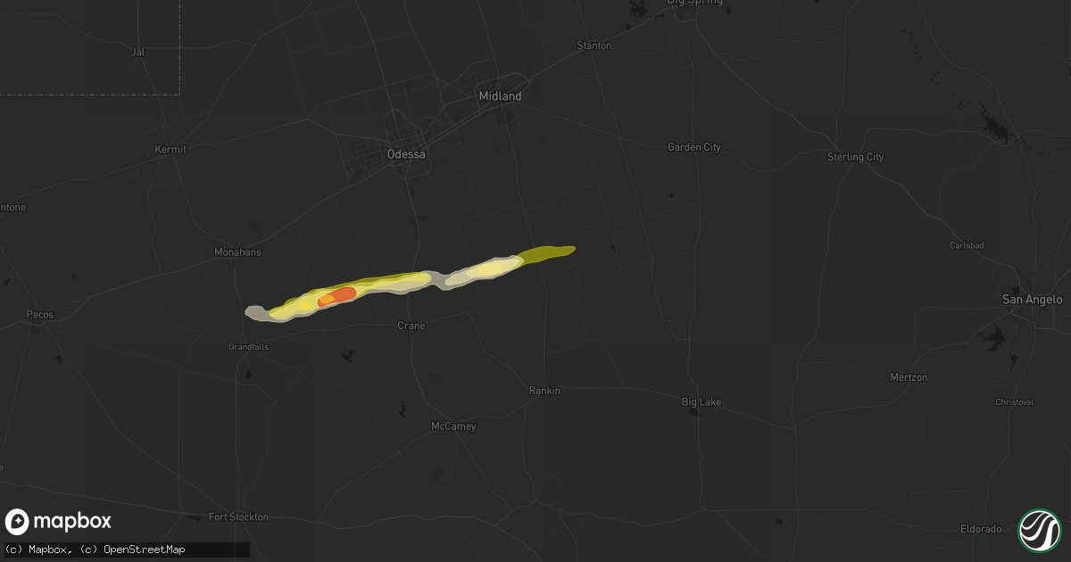 Hail map in Midkiff, TX on September 30, 2026