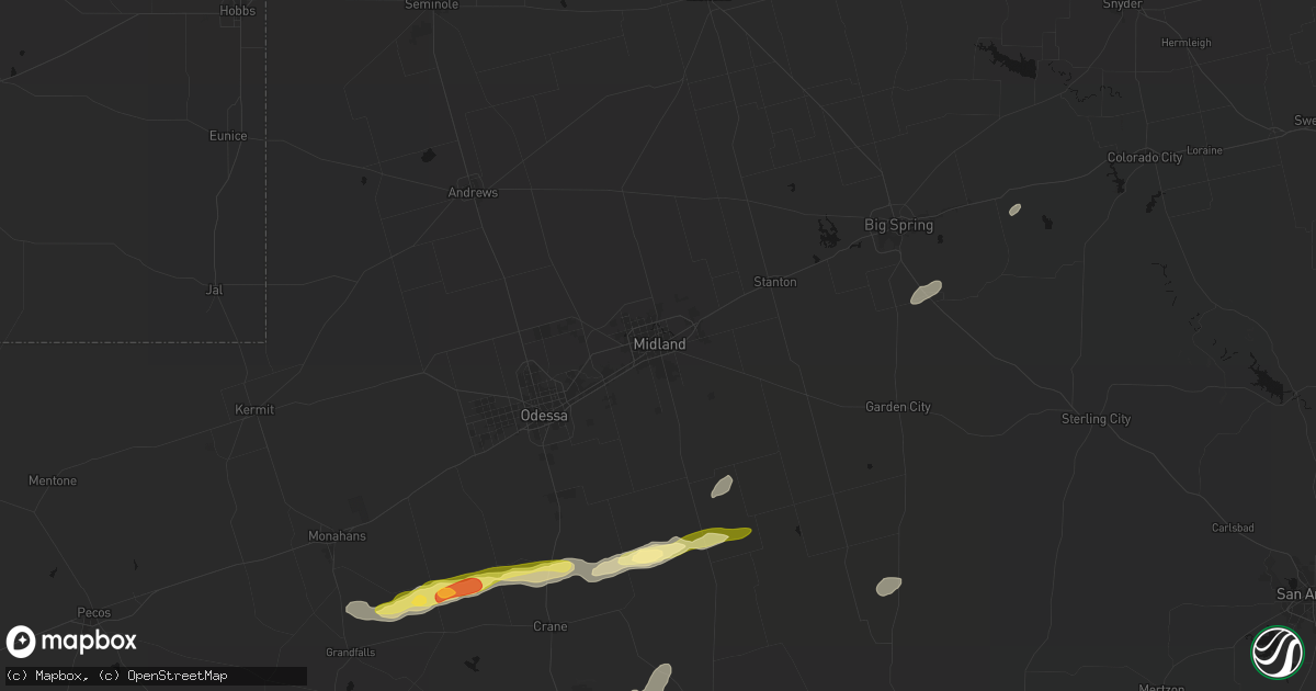 Hail map in Midland, TX on September 30, 2026