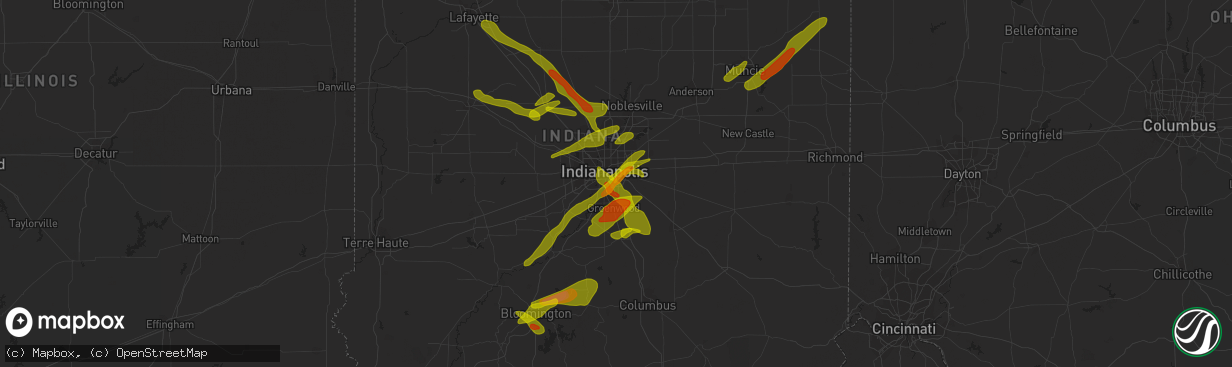 Hail map in Beech Grove, IN on October 1, 2009